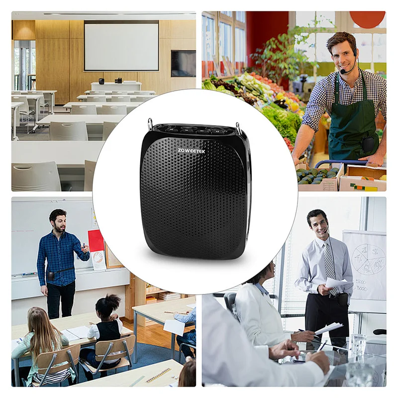 ZOWEETEK ZW-Z258 Portable Voice Amplifier with Wired Microphone 10W Rechargeable Mini Amplifier for Teacher, Tour Guide
