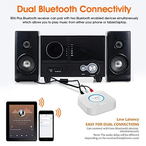 1Mii B06+ HiFi Wireless Music Adapter, 3.5mm AUX/RCA Bluetooth Audio Receiver with 3D Surround aptX Low Latency for Speaker
