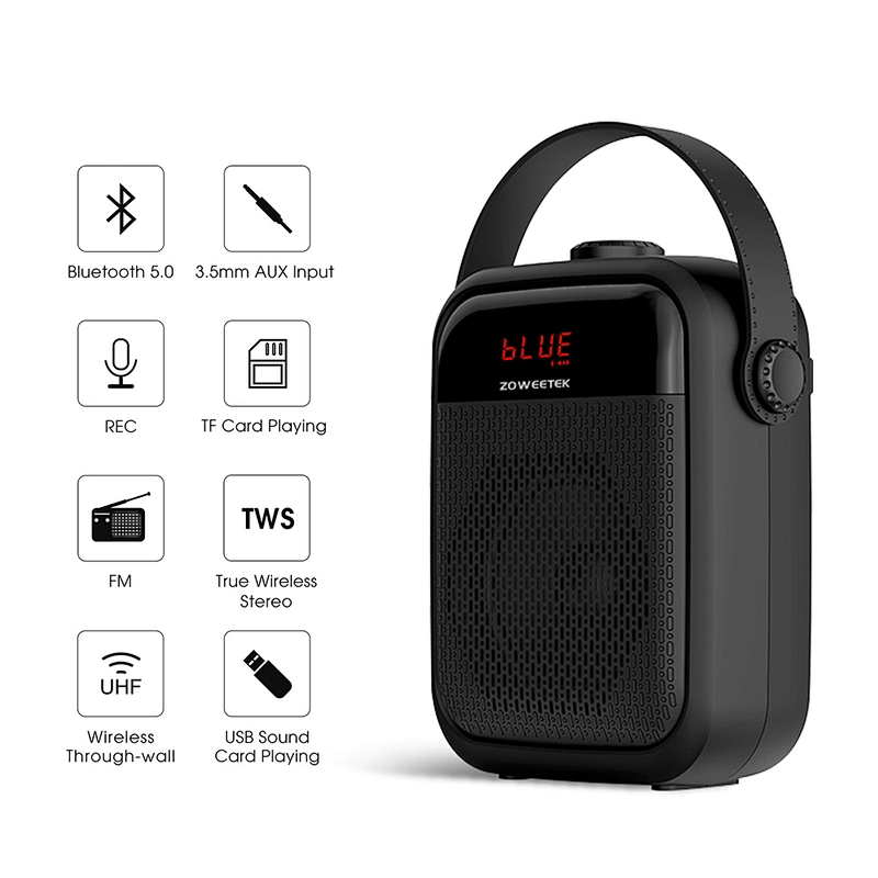 ZOWEETEK H6 Bluetooth Voice Amplifier with UHF Microphone, Rechargeable Wireless Bluetooth Speaker
