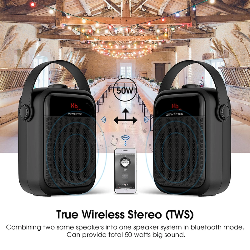 ZOWEETEK H6 Bluetooth Voice Amplifier with UHF Microphone, Rechargeable Wireless Bluetooth Speaker