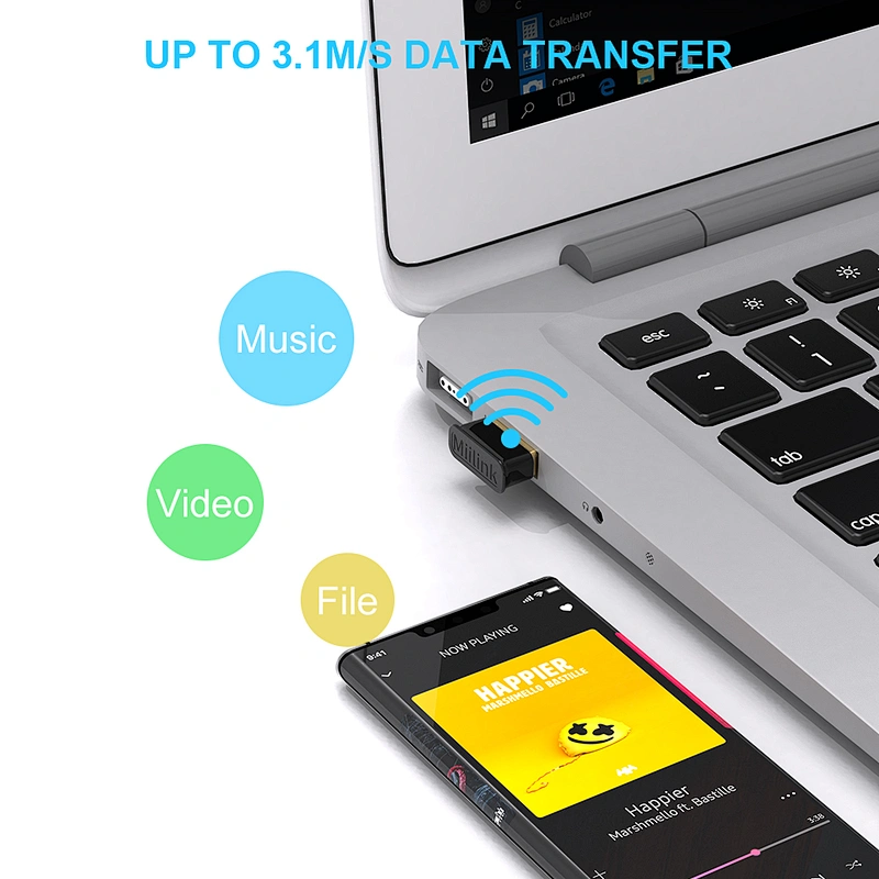 USB Bluetooth Adapter, Bluetooth 5.0 + EDR Bluetooth USB Dongle, Mini Bluetooth Adapter for PC, Bluetooth Keyboard, Mouse, Headphone, Speaker Compatible with Windows7/8/10