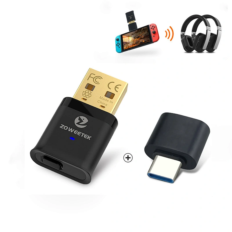 aptX LL Mini USB Bluetooth 5.0 Audio Transmitter Type-C Audio Wireless Adapter for PS4/Nintendo Switch/PC