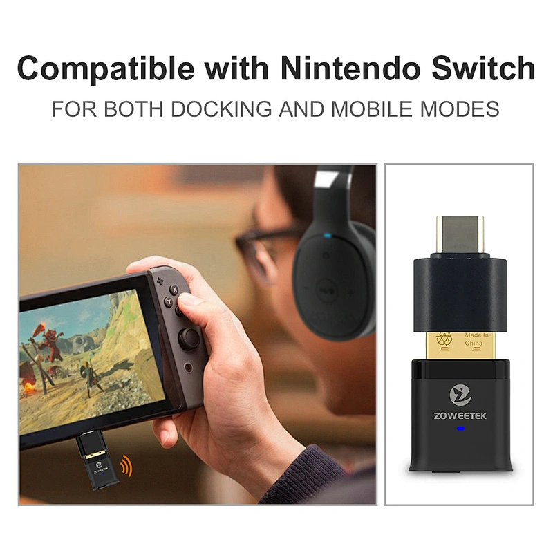 aptX LL Mini USB Bluetooth 5.0 Audio Transmitter Type-C Audio Wireless Adapter for PS4/Nintendo Switch/PC