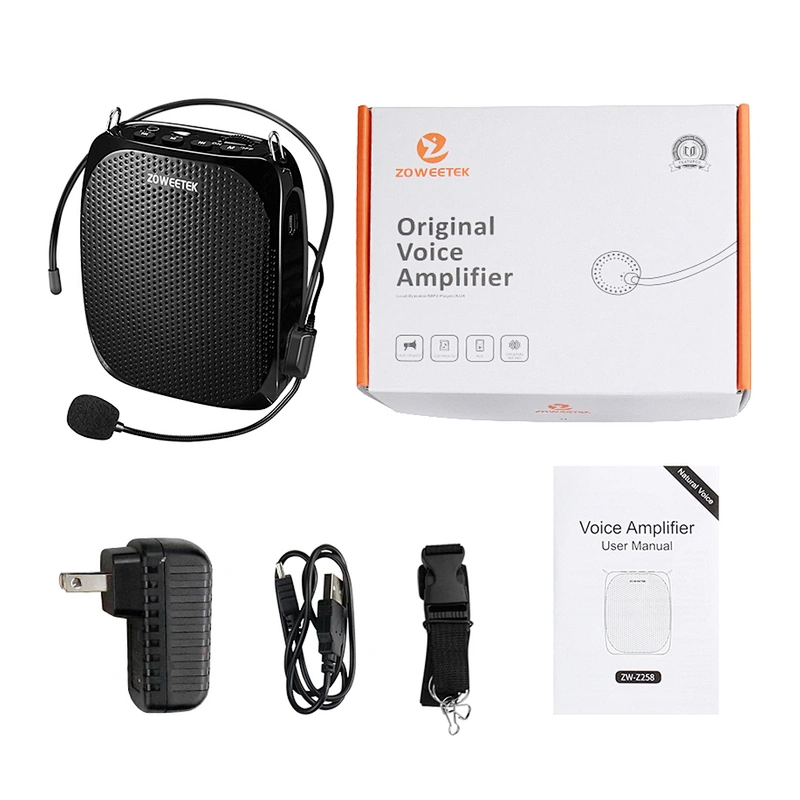 ZOWEETEK ZW-Z258 Portable Voice Amplifier with Wired Microphone 10W Rechargeable Mini Amplifier for Teacher, Tour Guide