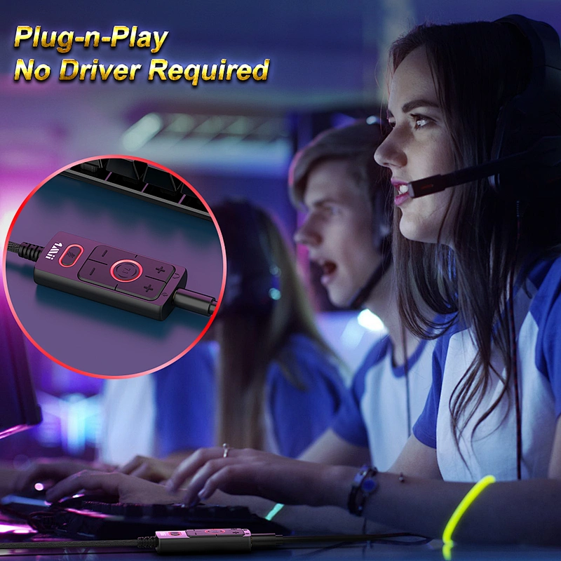 USB Sound Card 1Mii 7.1 Surround Sound Card for 3.5mm Gaming Headsets Earphones USB Audio Adapter Sound Card for PC Windows 10 USB to 3.5mm Jack Audio Adapter No Drivers Needed
