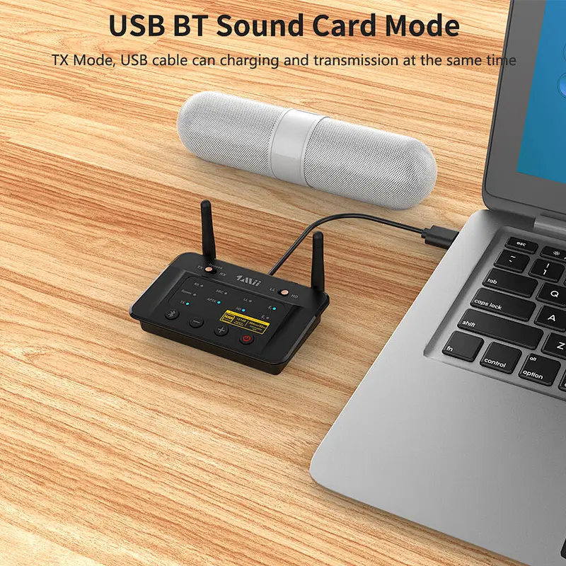 1Mii B03Pro Dual Link Bluetooth 5.0 Transmitter Receiver for TV Home Stereo BT Headphones, support aptX, aptX LL, aptX HD and LDAC Audio