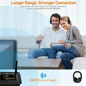 1Mii B03Pro Dual Link Bluetooth 5.0 Transmitter Receiver for TV Home Stereo BT Headphones, support aptX, aptX LL, aptX HD and LDAC Audio