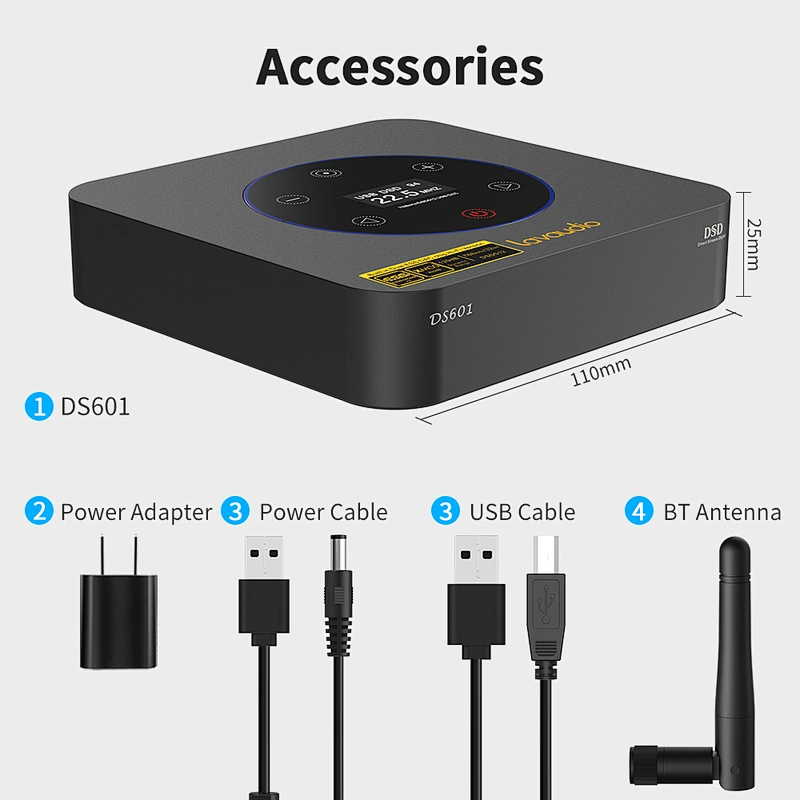 1Mii DS601 HiFi Bluetooth 5.0 LDAC Audio Receiver with Touch Screen Desktop DAC Decoding