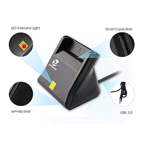 ZOWEETEK ZW-12026-3 Desktop ATM EMV USB 2.0 CCID Smart Chip CAC Card Reader