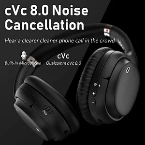 1Mii E600Pro Hybrid Active Noise Cancelling Headphones with aptX HD & Low Latency, Over-Ear Bluetooth Headphones Wireless Headphones with Build-in Microphone Hi-Fi Deep Bass, 60H Playtime