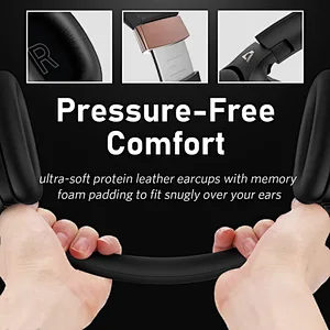 1Mii E600Pro Hybrid Active Noise Cancelling Headphones with aptX HD & Low Latency, Over-Ear Bluetooth Headphones Wireless Headphones with Build-in Microphone Hi-Fi Deep Bass, 60H Playtime