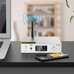 HiFi Audio DAC Bluetooth 5.0 Receiver LDAC AptX HD, USB DAC for Home Stereo, AV Receiver or Amplifier, DSD512 32Bit/768Khz, Dual ES9038Q2M XMOS, Headphone Amplifier 3.5mm AUX/RCA Out