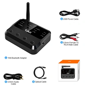 Bluetooth 5.0 Receiver Transmitter for TV/BT Headphones, Wireless Bluetooth Receiver for Home Stereo/Speakers, Built in Battery Audio Adapter Support aptX LL & HD