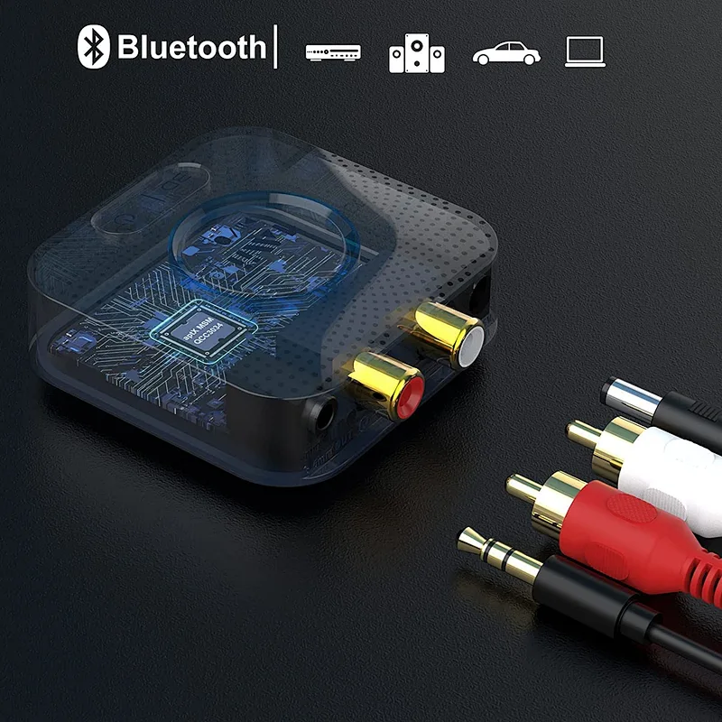 1Mii Bluetooth Audio Receiver Adapter, aptX HD Bluetooth Adapter Stereo Receiver for Music Streaming System with 3.5mm/RCA, aptX Low Latency 3D Surround Long Range