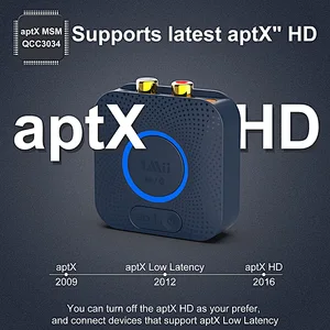 1Mii Bluetooth Audio Receiver Adapter, aptX HD Bluetooth Adapter Stereo Receiver for Music Streaming System with 3.5mm/RCA, aptX Low Latency 3D Surround Long Range