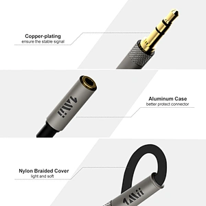 1Mii Audio Aux Extension Cable 3.5mm Male to Female Headphone Cord Extender for Car/Home Stereos, Speaker, Smartphone