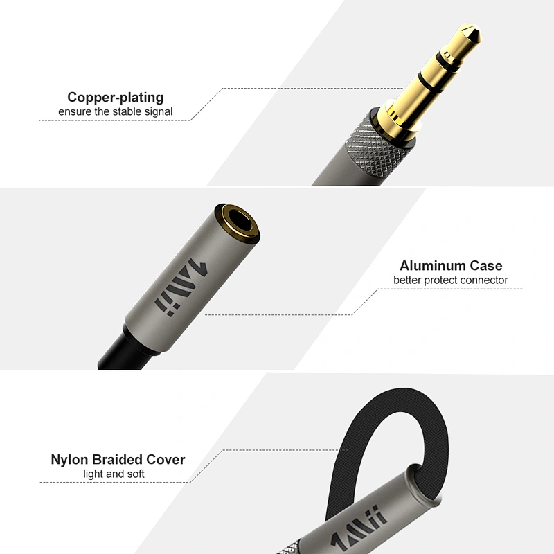 1Mii Audio Aux Extension Cable 3.5mm Male to Female Headphone Cord Extender for Car/Home Stereos, Speaker, Smartphone