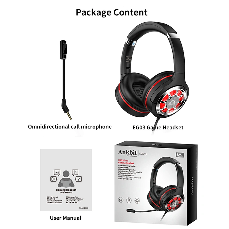 USB Gaming Headset for PC Laptop PS4/PS5 w/Virtual 7.1 Stereo 3D Surround Sound, 50mm Drivers USB Gaming Headphones Detachable Mic, RGB LED Light, Volume Control PC Gaming Headset