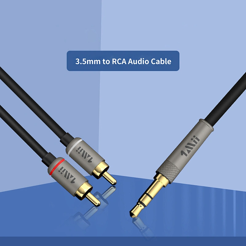 1Mii 3.5mm to 2-Male RCA Audio Cable (3.3 Ft), Hi-Fi Sound Nylon-Braided RCA to Aux Cord for Home Stereos, Speaker, DVD Player, Amplifier & More