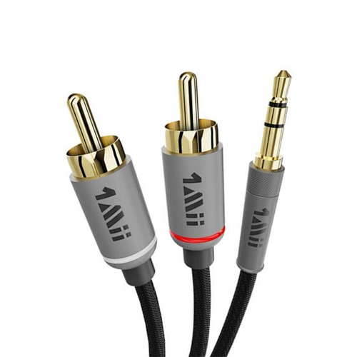 1Mii 3.5mm to 2-Male RCA Audio Cable (3.3 Ft), Hi-Fi Sound Nylon-Braided RCA to Aux Cord for Home Stereos, Speaker, DVD Player, Amplifier & More