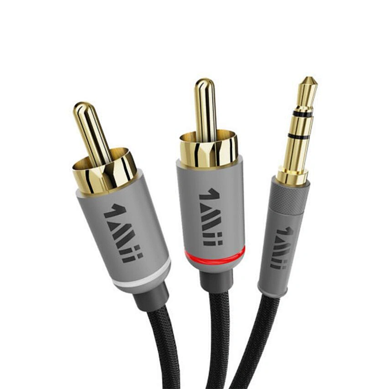 1Mii 3.5mm to 2-Male RCA Audio Cable (3.3 Ft), Hi-Fi Sound Nylon-Braided RCA to Aux Cord for Home Stereos, Speaker, DVD Player, Amplifier & More