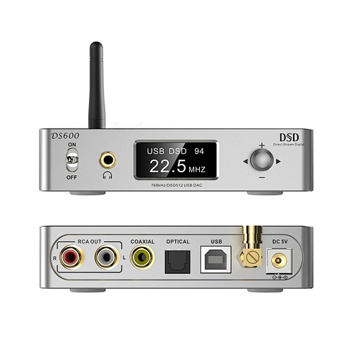 HiFi Audio DAC Bluetooth 5.0 Receiver LDAC AptX HD, USB DAC for Home Stereo, AV Receiver or Amplifier, DSD512 32Bit/768Khz, Dual ES9038Q2M XMOS, Headphone Amplifier 3.5mm AUX/RCA Out