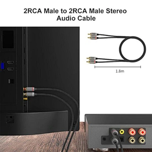 1Mii 2RCA Male to Male Stereo Audio Cable 1.8M for Speakers
