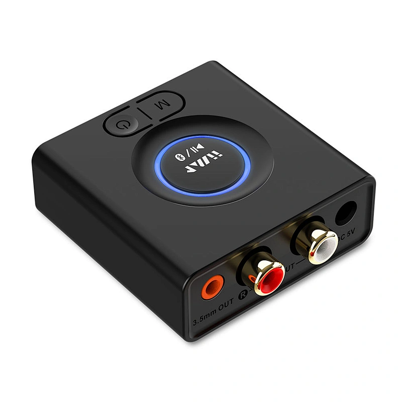 1Mii Bluetooth 5.0 Audio Receiver, AUX/3.5mm RCA Audio Adapter for Home Stereo Music Streaming System, Bass Mode, 12hrs Playtime
