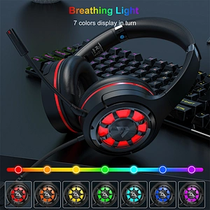 USB Gaming Headset for PC Laptop PS4/PS5 w/Virtual 7.1 Stereo 3D Surround Sound, 50mm Drivers USB Gaming Headphones Detachable Mic, RGB LED Light, Volume Control PC Gaming Headset