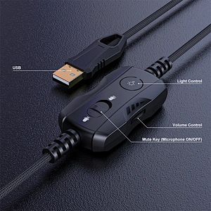 USB Gaming Headset for PC Laptop PS4/PS5 w/Virtual 7.1 Stereo 3D Surround Sound, 50mm Drivers USB Gaming Headphones Detachable Mic, RGB LED Light, Volume Control PC Gaming Headset