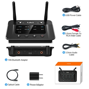 1Mii 2-in-1 Bluetooth Audio Adapter, Wireless Receiver and Transmitter with aptX HD / atpX Low Latency, Dual Link for TV