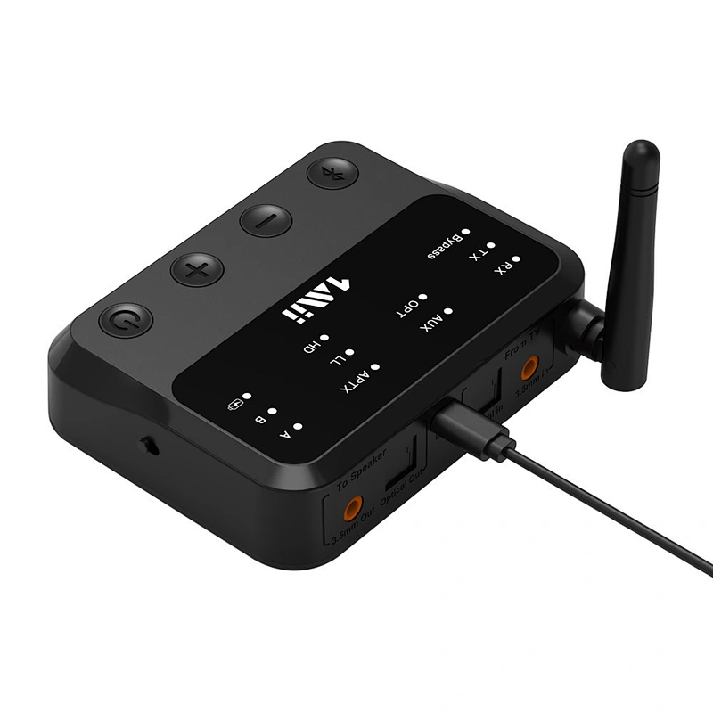 Bluetooth 5.0 Receiver Transmitter for TV/BT Headphones, Wireless Bluetooth Receiver for Home Stereo/Speakers, Built in Battery Audio Adapter Support aptX LL & HD