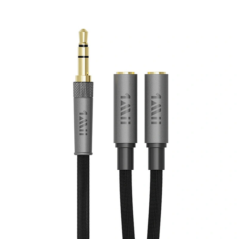 1Mii Headphone Splitter 3.5mm Y Splitter Stereo Audio Cable Male to 2 Female Extension Cable Headset Splitter Adapter Aux Stereo Cord for Car/Home Stereos, Speaker