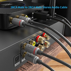 1Mii 2RCA Male to Male Stereo Audio Cable 1.8M for Speakers