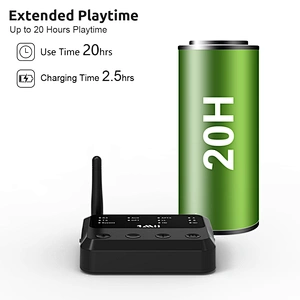 Bluetooth 5.0 Receiver Transmitter for TV/BT Headphones, Wireless Bluetooth Receiver for Home Stereo/Speakers, Built in Battery Audio Adapter Support aptX LL & HD