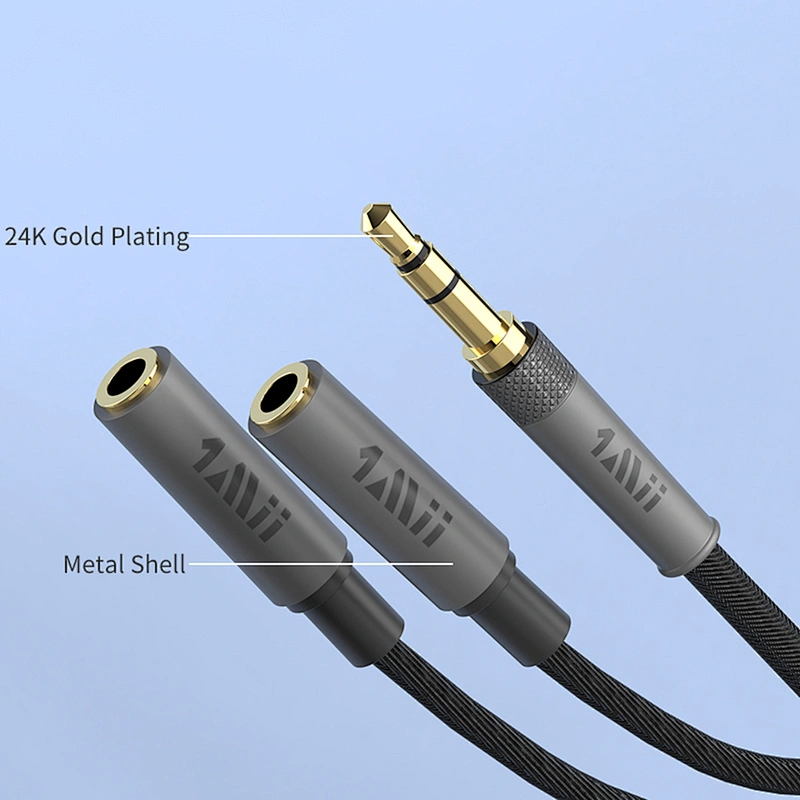 1Mii Headphone Splitter 3.5mm Y Splitter Stereo Audio Cable Male to 2 Female Extension Cable Headset Splitter Adapter Aux Stereo Cord for Car/Home Stereos, Speaker