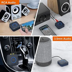 1Mii Bluetooth Audio Receiver Adapter, aptX HD Bluetooth Adapter Stereo Receiver for Music Streaming System with 3.5mm/RCA, aptX Low Latency 3D Surround Long Range