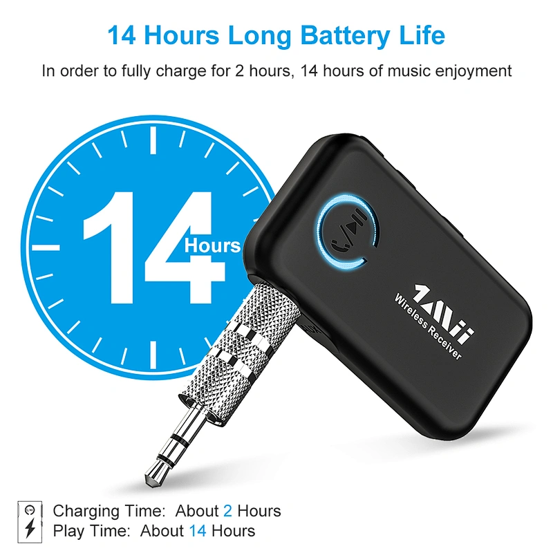Mini Bluetooth 5.0 Audio/Music Receiver for Car, Speakers, 3.5mm AUX Wireless Stereo Audio Adapter