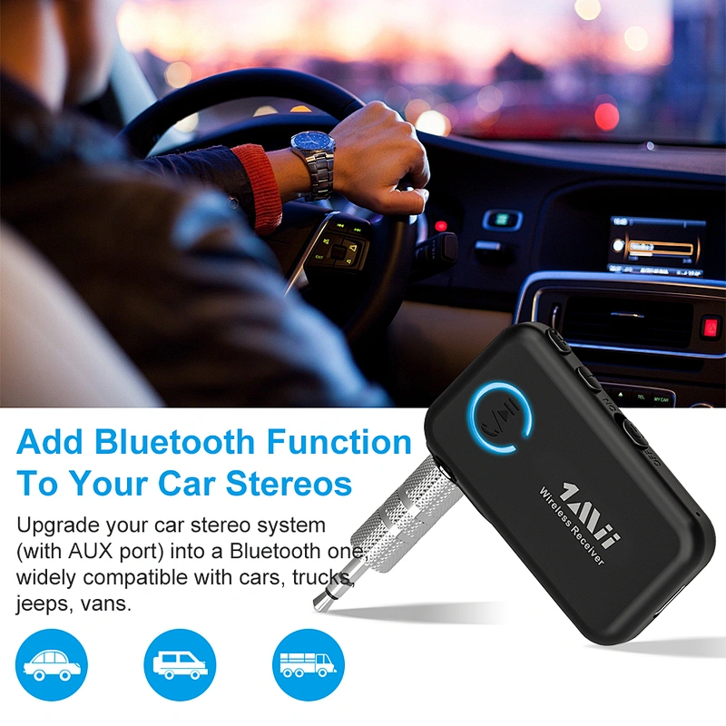 Mini Bluetooth 5.0 Audio/Music Receiver for Car, Speakers, 3.5mm AUX Wireless Stereo Audio Adapter
