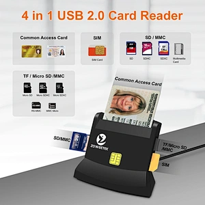 ZOWEETEK Multifunction IC/ID/TF/Micro SD/MMC/SIM Smart SD Card Reader