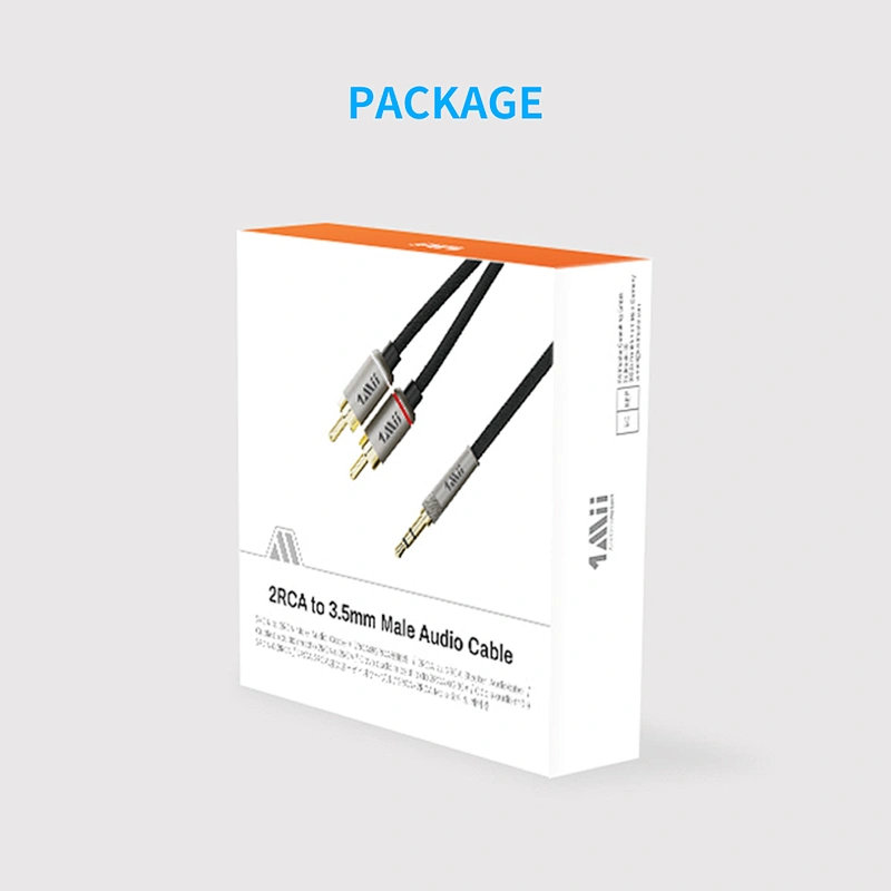 1Mii 3.5mm to 2-Male RCA Audio Cable (3.3 Ft), Hi-Fi Sound Nylon-Braided RCA to Aux Cord for Home Stereos, Speaker, DVD Player, Amplifier & More