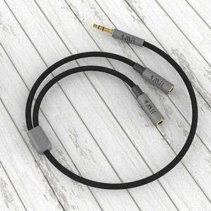 1Mii Headphone Splitter 3.5mm Y Splitter Stereo Audio Cable Male to 2 Female Extension Cable Headset Splitter Adapter Aux Stereo Cord for Car/Home Stereos, Speaker