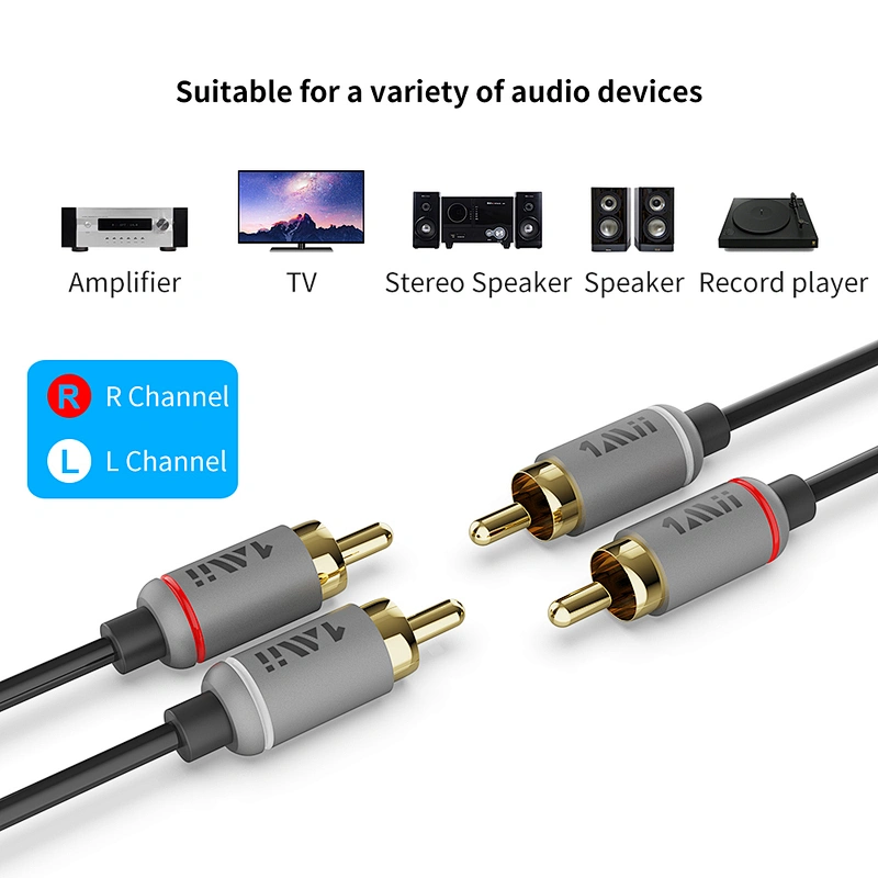 1Mii 2RCA Male to Male Stereo Audio Cable 1.8M for Speakers