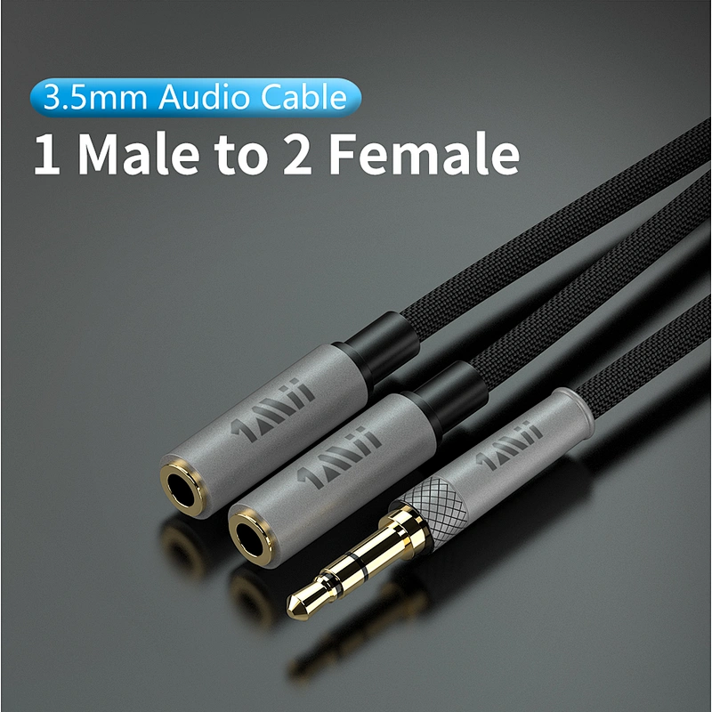 1Mii Headphone Splitter 3.5mm Y Splitter Stereo Audio Cable Male to 2 Female Extension Cable Headset Splitter Adapter Aux Stereo Cord for Car/Home Stereos, Speaker