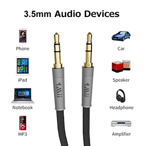 1Mii (3.3ft) 3.5mm AUX Audio Cable Male to Male Nylon Braided, Hi-Fi Sound Auxiliary Extension Cable for Headphones