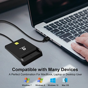 ZOWEETEK ZW-12026-1 CAC Card Reader Military, Smart Card Reader DOD Military USB Common Access CAC, Compatible with Windows, Mac OS and Linux
