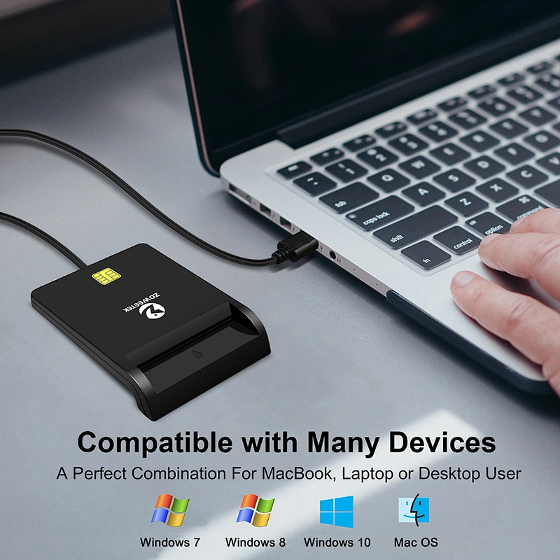 ZOWEETEK ZW-12026-1 CAC Card Reader Military, Smart Card Reader DOD Military USB Common Access CAC, Compatible with Windows, Mac OS and Linux
