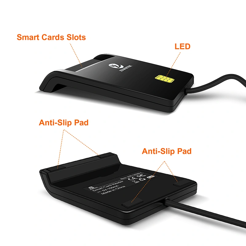 ZOWEETEK ZW-12026-1 CAC Card Reader Military, Smart Card Reader DOD Military USB Common Access CAC, Compatible with Windows, Mac OS and Linux