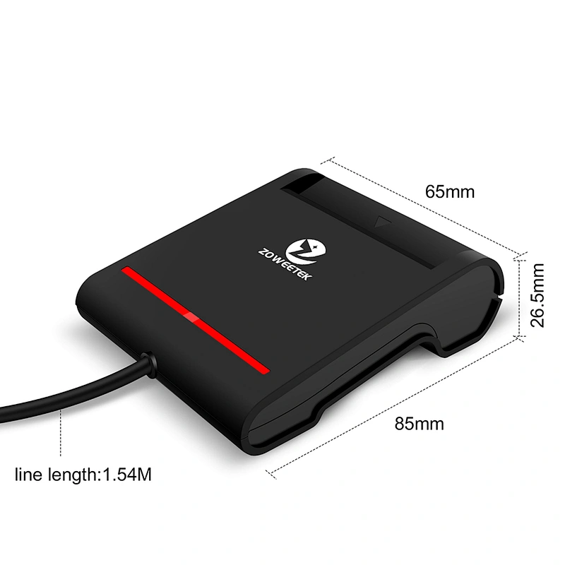 ZOWEETEK USB 2.0 Credit Card Reader Writer DNi/CAC/IC/ID/ATM/Bank EMV Card Reader