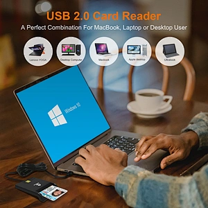 ZOWEETEK ZW-12026-1 CAC Card Reader Military, Smart Card Reader DOD Military USB Common Access CAC, Compatible with Windows, Mac OS and Linux